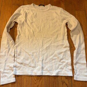 EUC Brandy Melville Leah Eyelet Top Long Sleeves Shirt White